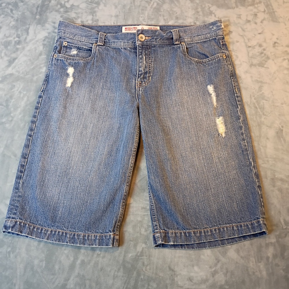 Mossimo Supply Co Womens 15 Low Rise Bermuda Denim Shorts Distressed Vintage y2k